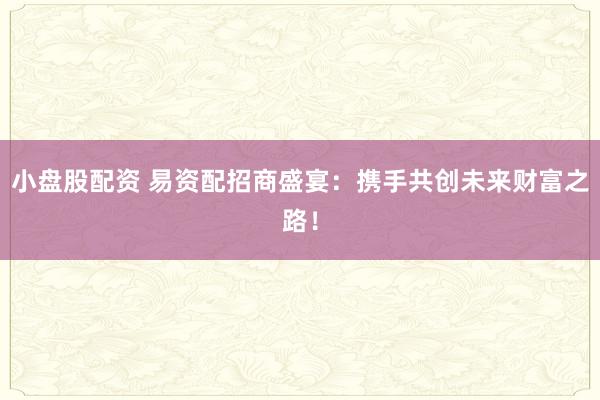 小盘股配资 易资配招商盛宴：携手共创未来财富之路！