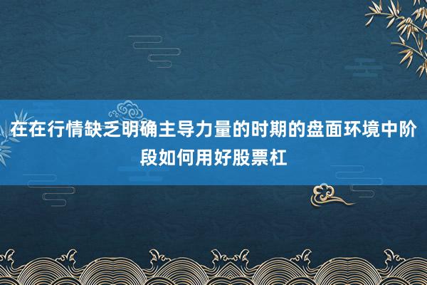 在在行情缺乏明确主导力量的时期的盘面环境中阶段如何用好股票杠