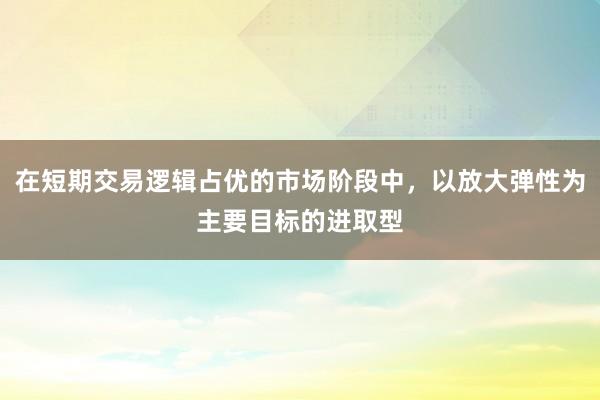 在短期交易逻辑占优的市场阶段中，以放大弹性为主要目标的进取型