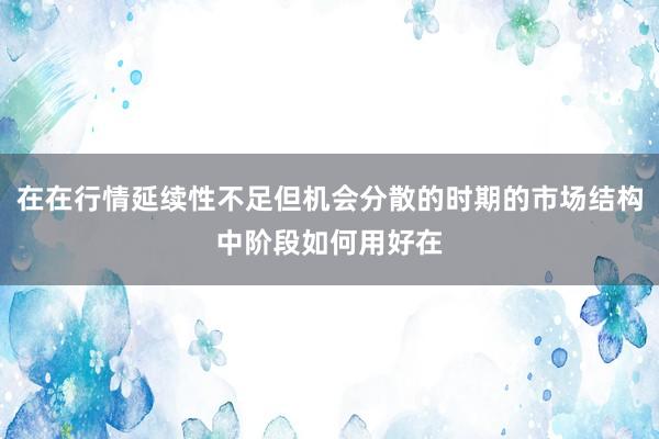 在在行情延续性不足但机会分散的时期的市场结构中阶段如何用好在