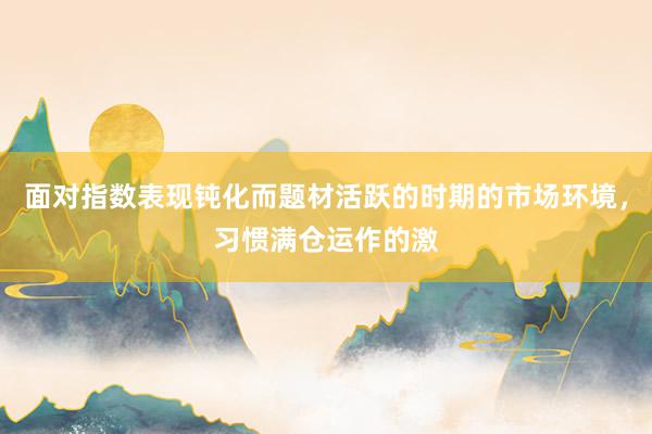 面对指数表现钝化而题材活跃的时期的市场环境，习惯满仓运作的激