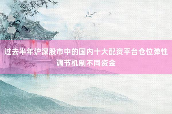 过去半年沪深股市中的国内十大配资平台仓位弹性调节机制不同资金
