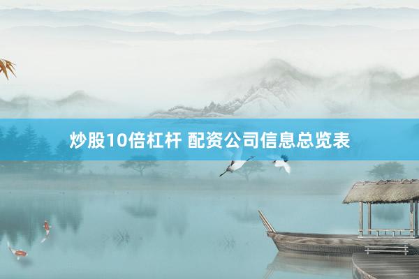 炒股10倍杠杆 配资公司信息总览表